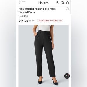 HALARA Black High Waisted Tapered Work Pants